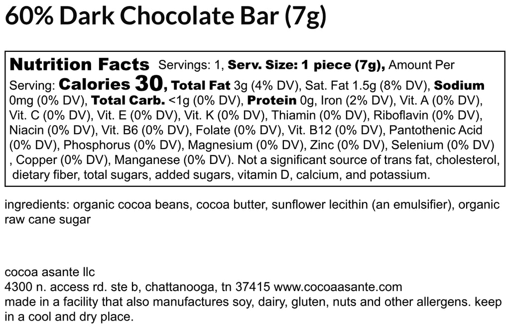 60% Dark Chocolate Bar (7g) - Nutrition Label.png
